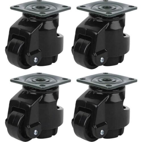 4pcs High Quality Nylon Level Adjustment Caster GD-40F Heavy Duty Industrial Roller Wheel Leveling Caster Wheels Black