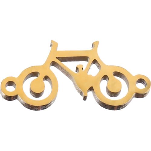 5pcs Lot Gold Stainless Steel Bicycle Pendant Connectors Charm for DIY Bracelet Jewelry Making Supplies Wholesale Bulk Items