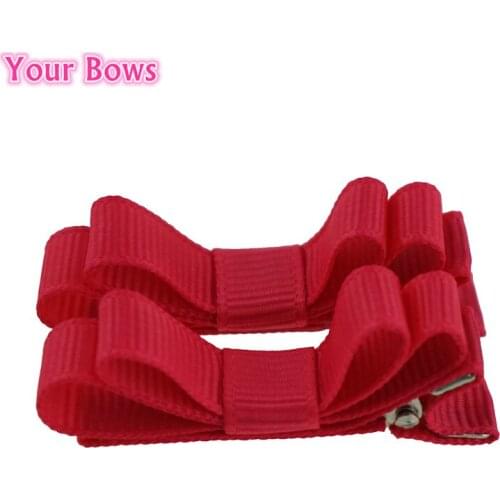 Your Bows 24Pcs/Lot 2Inch 12Colors Girls Hair Bows Mini Bows Hairpins Candy Color Solid Bows Hair Clips Fastion Ribbon Bows