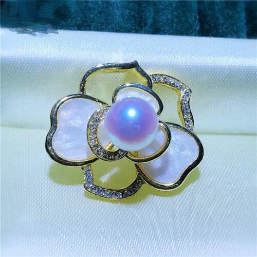 DIY Flower Brooch Pin Mountings Base Findings Accessories Jewelry Settings Parts Mounts for Pearls Jade Crystals Agate Coral
