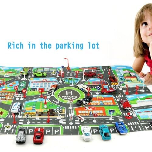 Children Play Mat House Traffic Road Signs Car Model Parking City Scene Map Educational Toys Toys For Children Games Road Carpe