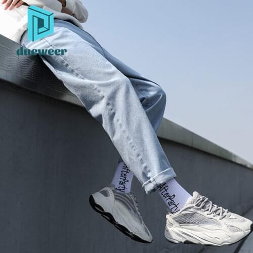 DUEWEER Mens Jeans Spring Summer Stretch Loose Casual Trousers Men Students Plus Size Straight Baggy Denim Pants