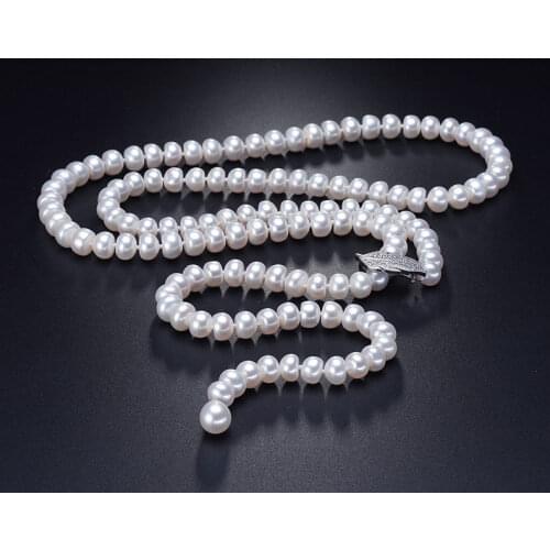 ELEGANT AAA 9-10MM SOUTH SEA ROUND WHITE PEARL NECKLACE 28INCH 925S