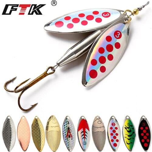 FTK 1PC Double Spinner Long Cast Coloful Bait Fishing Lures Pesca Spinner Sequin Paillette carp