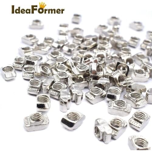 50Pcs T2020 Nuts M3/M4/M5 Nickel Plated Carbon Steel T Nut for 3D printer parts 2020 Series profiles Carbon Steel Connector