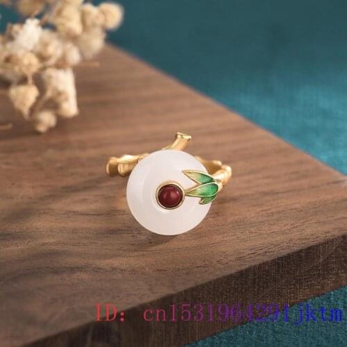 White Jade Ring Chalcedony Gemstone Women Amulet Fashion Men Crystal Gifts 925 Silver Jewelry Natural Charm Zircon