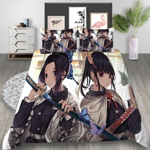 Hot Selling Japanese Anime Demon Killer Bedding Set 3D Digital Printing Bedroom Comfortable Duvet Bed Cover Pillowcase