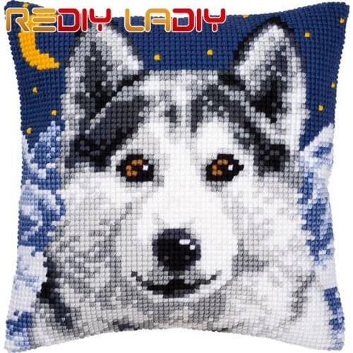 Cross Stitch Cushion Cover Animals World Sofa Pillows DIY Chunky Cross-Stitch Kits 100% Acrylic Yarn Pillow Case Hobby & Crafts