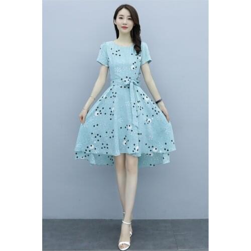Fashion sweet Korean version New summer Women Dress Bow Female Pleated Dress Summer Party Chiffon summer dress