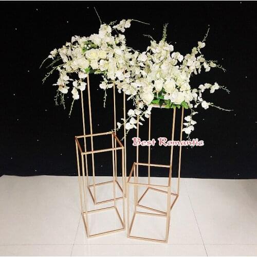 New Style Metal Gold And Black And Silver And White Flower Vase Column Stand For Wedding Centerpiece Decoration