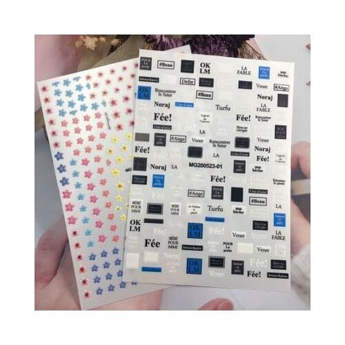 2020 New Style Japanese Serious Hot Selling Nail Stickers for Women Girls English Words and Flowers Light Traceless Nail Decals