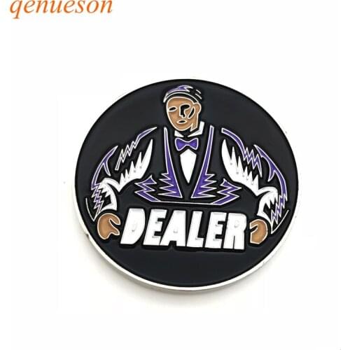 New Hot Texas Hold'em 1PC 55MM Weight Metal Dealer Button Poker Chips Souvenir Coins Metal Poker Man DEALER qenueson