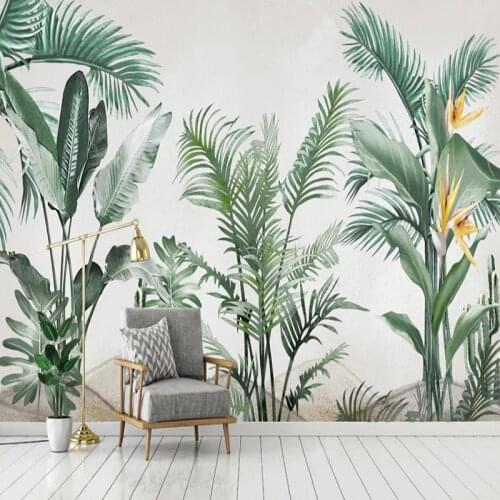 Custom Mural Wallpaper 3D Tropical Plants Green Leaves Wall Painting Living Room TV Sofa Abstract Art Home Decor Wall Papers 3 D