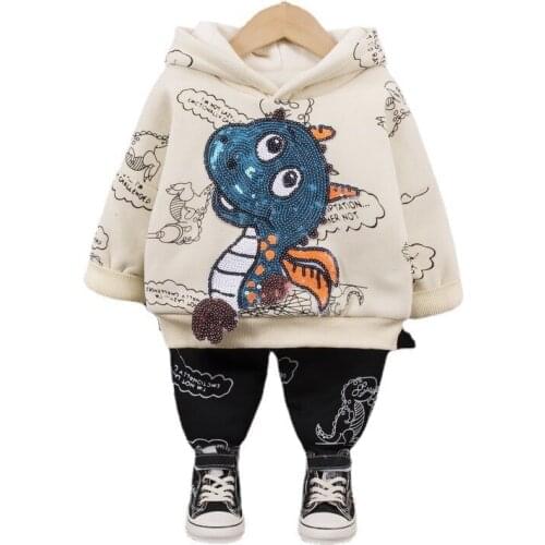 Autumn Winter Boys GirlsThicken Clothes Fashion Children Cartoon Hoodies Pants 2Pcs/sets Toddler Casual Costume Kids Tracksuits
