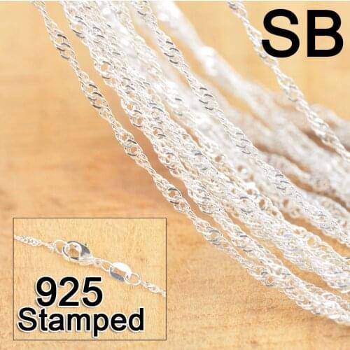 Factory Price Free Ship 20Pcs 18" 925 Sterling Silver Jewelry Singapore Necklace Chains With Lobster Clasps For Pendant