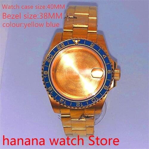 Suitable for NH35 36 Mingzhu2813 Miyata automatic winding 40mm sealed back gold box series, with rotating bezel yellow blue