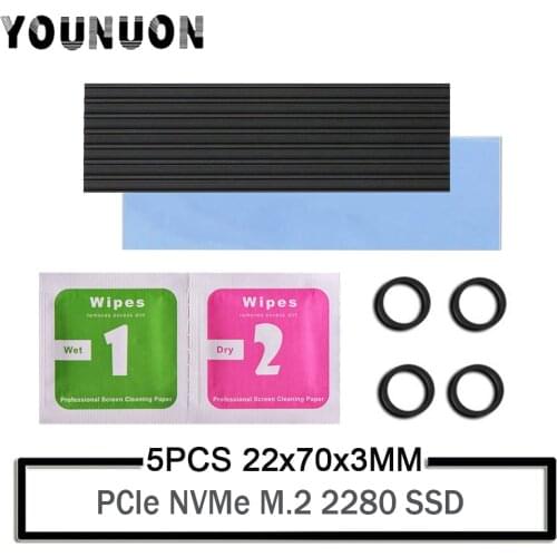 5Pcs YOUNUON Aluminum Heatsinks for PCIe NVMe M.2 2280 SSD with Silicone Thermal Pad, DIY Laptop PC Memory Cooling Fin Radiation