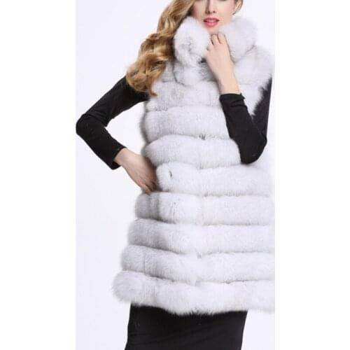 Savabien 9 Steps Luxury Stand Faux Fur Collar Fake Fur Vest Furry Slim Long Sleeveless Faux Fur Jacket Female Winter Stereetwear