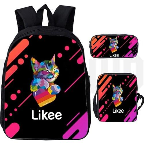 Russia Type 3D Print "LIKEE 1 (Like Video)" Backpack Likee Bag 3pcs/set Casual Zipper Pencil Case Bookbag School Bags Back Pack