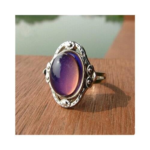 Heart emotional temperature change color restoring ancient ways ring gem LCD color ring ring can be adjusted