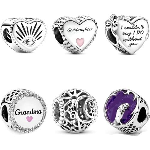 100% 925 Sterling Silver Winter 2020 Collection Goddaughter Hearts Charms Fit DIY Bracelet Original Women Jewelry Fashion Gift