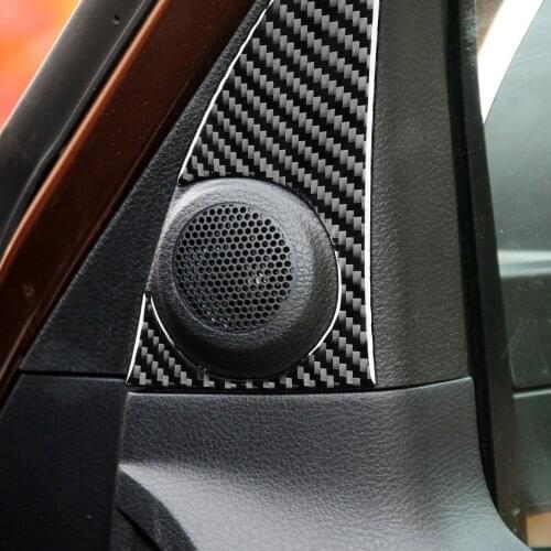 Car Styling 2PCS Real Carbon Fiber Interior Front A Pillar Speaker Cover Trim Stickers for Toyota Tundra 2014-2021
