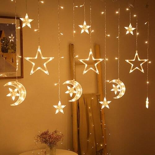 LED Fairy Tale Lights Curtain Lights Room Decoration Lights Creative Deer Bells Christmas Tree Stars Home Curtain String Lights