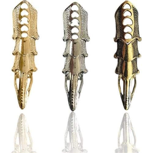 Halloween decoration Cool Boys Punk Gothic Rock Scroll Joint Armor Knuckle Metal Full Finger Ring Gold Cospaly DIY Ring