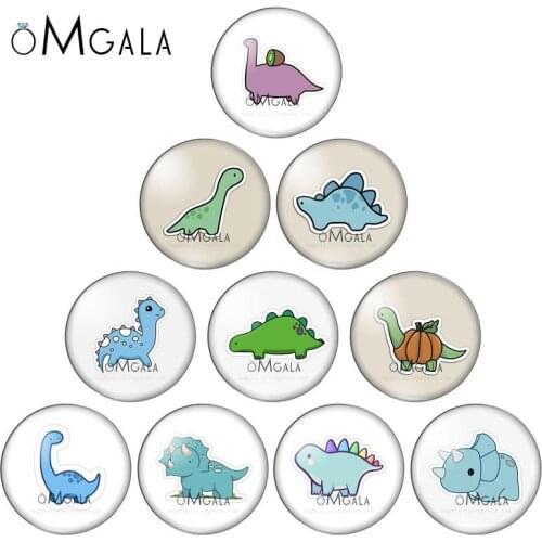 Cartoon Funny Dinosaur Drwawings 10pcs 8mm/10mm12mm/18mm/20mm/25mm Round photo glass cabochon demo flat back Making findings