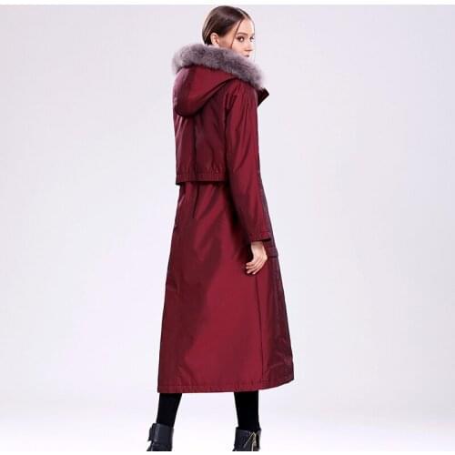 Real Fur Coat Winter Jacket Warm Women Rex Rabbit Fur Liner Fox Fur Collar Hooded Parka Abrigos Mujer Invierno 2020 168 YY571