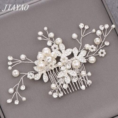 Pearl Rhinestone Hair Comb Women Hair Accessories Decoration For Hair Comb Bride Head Jewelry Flower Bridal Hair Comb Ornament