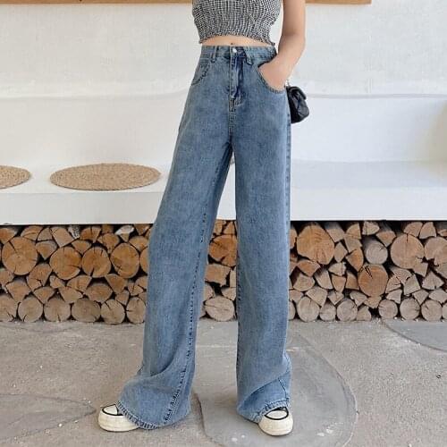 Mazefeng Woman Jeans High Waist Clothes Wide Leg Denim Clothing Blue Streetwear Vintage Quality Fashion Harajuku Straight Pants