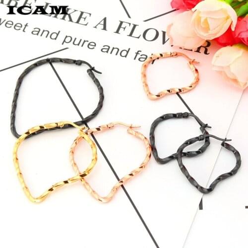 ICAM Women Punk Hoop Earrings Girls Metal Earrings Heart r Big Boucle D'oreille Fantaisie Vintage Brincos