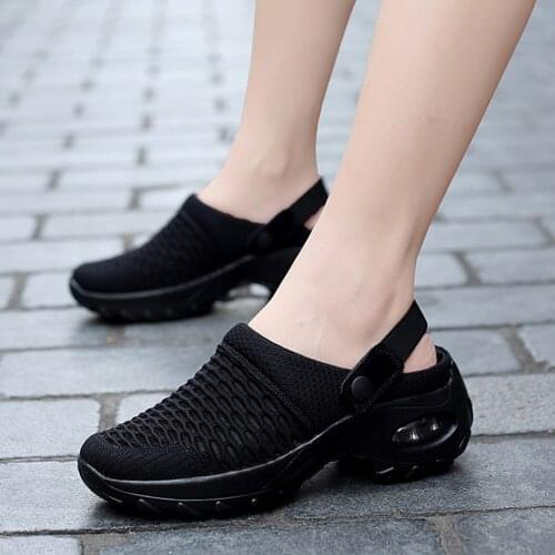 Large Size 35-42 Mesh Womens Shoes Summer Sandals Womens Half-drag Breathable Lightweight Cushion Shoes Fashion Womens Shoes
