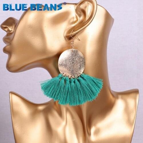 Women tassel earrings bohemian statement luxury long earring handmade geometric fringe fashion big tribal star gifts for women