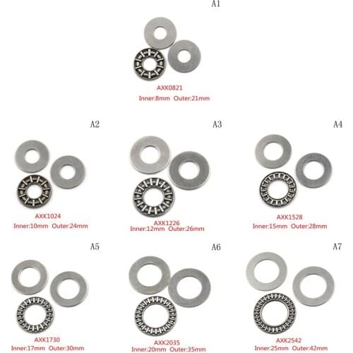 1PC AXK0821 AXK1024 AXK1226 AXK1528 AXK1730 AXK2035 AXK2542 + 2AS Needle Roller Bearing Thrust Bearing