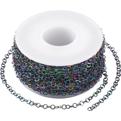 316 Stainless Steel Cross Chains, Decorative Rolo Chains, Stainless Steel Color, 2.5x1mm