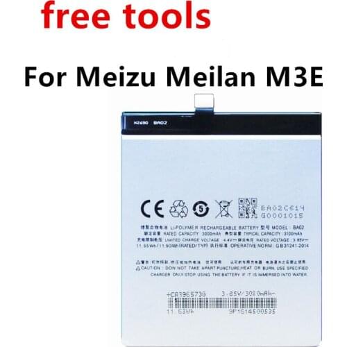 100% NEW 3100mAh BA02 Battery For Meizu Meilan M3E Phone Latest Production High Quality Battery With Tracking Number