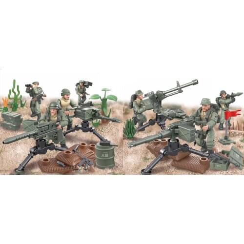 1965 Vietnam world war military mega block Battle of Ia Drang scenes army action figures weapon machine gun building bricks toys