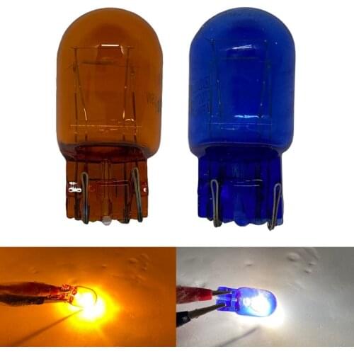 2pcs Car T20 7440 7443 21/5W Natural Amber Glass halogen lamps WY21W W21W Brake Bulbs Stop Light Side light Turn Signal Lamp 12v