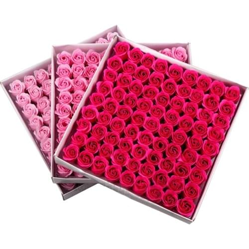 81Pcs/Set Mix Color DIY Creative Gifts Soap Rose Flower Head No Flower Stand Home Party Decor For Wedding ValentineS Day Gift