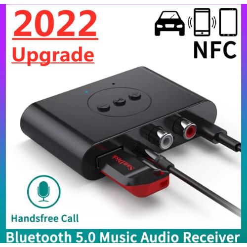 Bluetooth 5.0 Receiver U Disk RCA 3.5mm AUX Jack Stereo Wireless Adapter with Mic For Speaker Amplifier Car Audio Transmitter