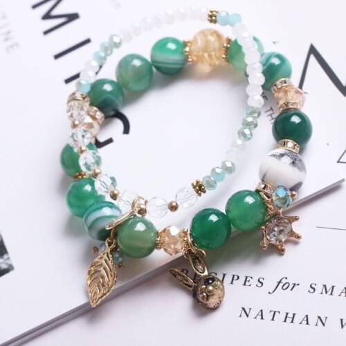 Korean style rabbit fashion beads double layer suit sweet and bracelet tail double elastic flower starfish Hands for women