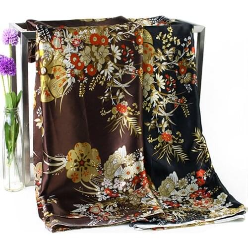 Glossy satin fabric Soft floral Satin Fabric 100cm*150cm silky printed Satin Charmeuse scarf ribbon Fabrics