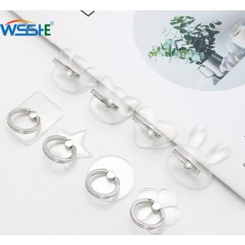 Transparent Mobile Phone holder Ring Universal Cat Bear Star support Finger Ring Holder Stand celular for iPhone XS MAX 8