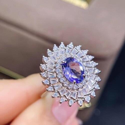 Big Stone luxurious Ring Tanzanite ring Real and natural tanzanite 925 sterling silver Fine women jewelry