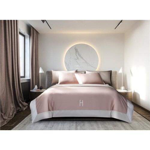 New 600TC Egyptian Cotton Hotel Luxury Bedding Set Letter Embroidery Duvet Cover Flat Sheet Parrure De Lit