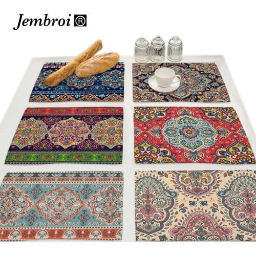 Mandala Flower Abstract Printing Placemat for Dining Table Decoration Accessories Cup Drink Coaster Set Coffee Bar Mat Pad
