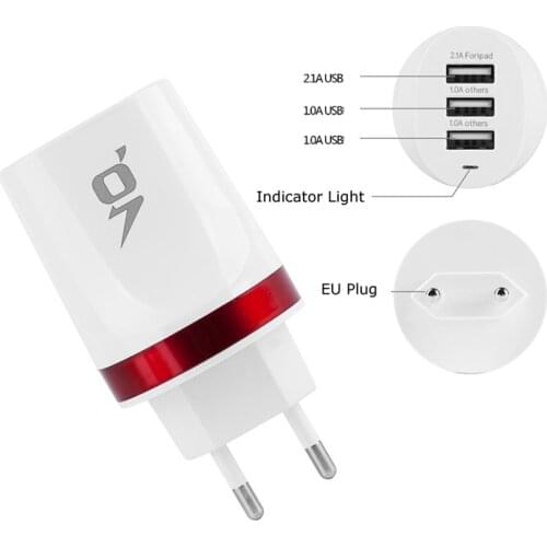 Multifunction 2.1A 1A 3USB UK US EU Car Mobile Phone Power Charger Universal Travel Smart Sockets Adapter Plug