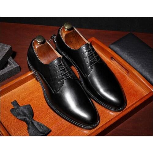 Mens formal shoes leather oxford shoes for men dressing wedding mens brogues office shoes lace up male zapatos de hombre